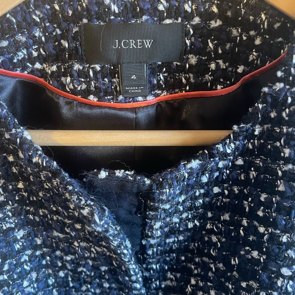 NWOT J. Crew Midnight Boucle - Navy and Silver Tweed Cropped Blazer - Size 4 - Picture 6 of 10